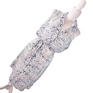 NWOT! THE LIMITED! WHITE W/BLUE & GREEN, CHIFFON BELTED TIE WAIST DRESS! SZ 14